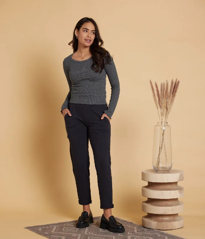 Nolan Pant - Washed Black Trendy Velvet Pants