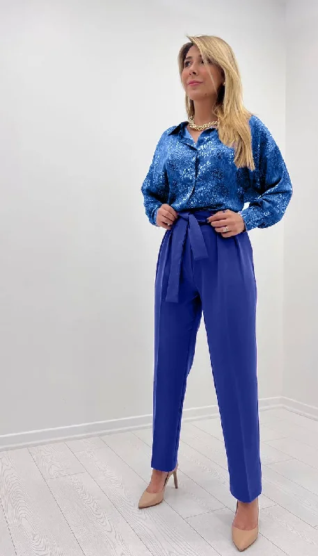Classic Pants with Belt Chic Slim Fit Pants