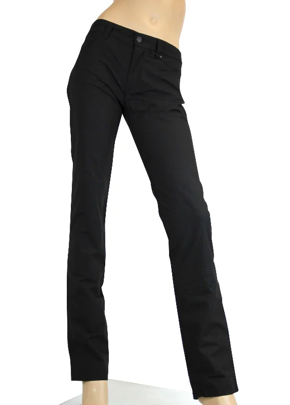 Bottega Veneta Women's Black Cotton Flax Casual Pants (44) Slim-Fit Khaki Pants