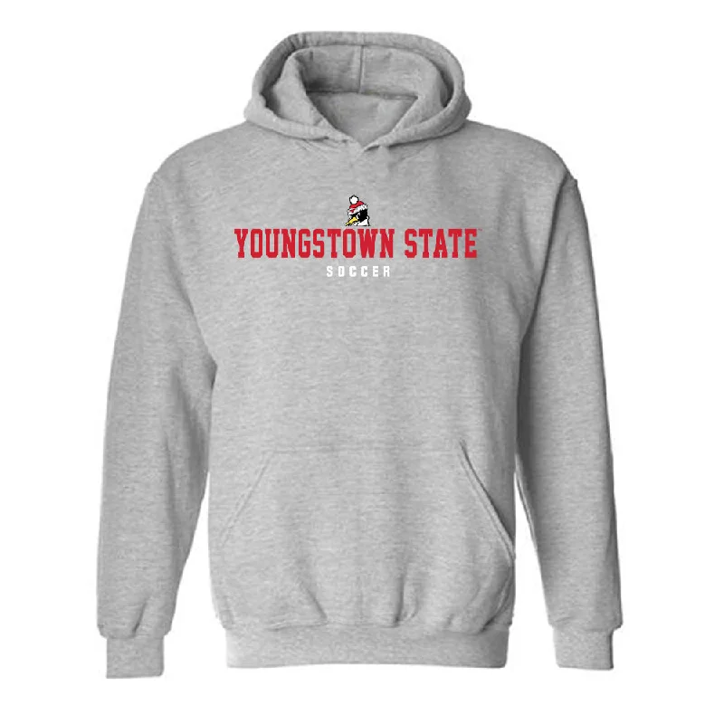 Youngstown State - NCAA Women's Soccer : Emma Berdiner - Classic Shersey Hooded Sweatshirt Hoodie with Mock Neck Collared Structured