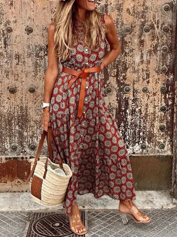 Blue Zone Planet |  Bohemian Summer Polka Dot Dress Tunics stripes playful