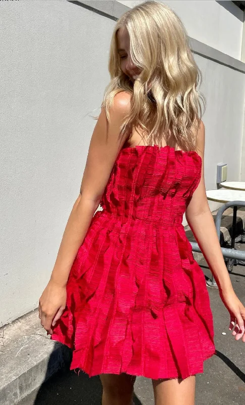 Hybrid Mini Dress (Red) Comfortable Off-Shoulder Mini Dress