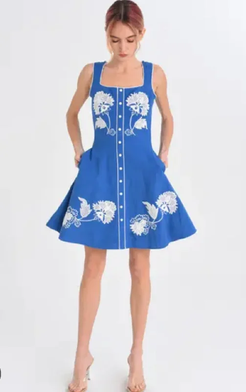 Elana Embroidered Mini Dress Elegant Vintage Mini Dress