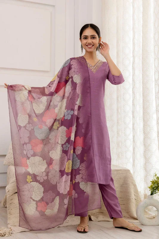 Malishka Women's Viscose Yoke Design Solid Straight Kurta Pant With Dupatta Slim Fit Casual Pants