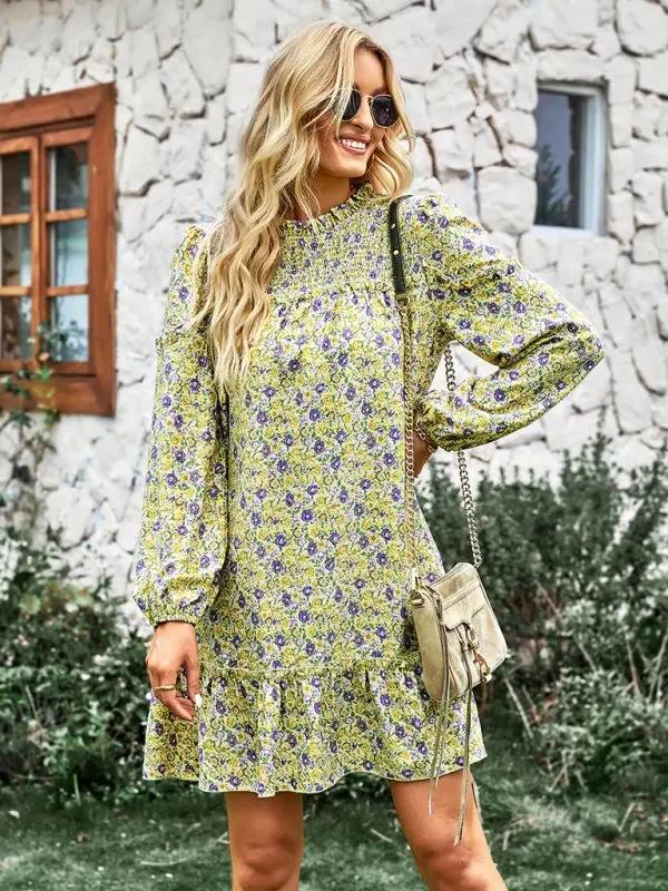 Blue Zone Planet | Emily's Holiday Loose Floral Mini Dress Cozy Knit Mini Dress