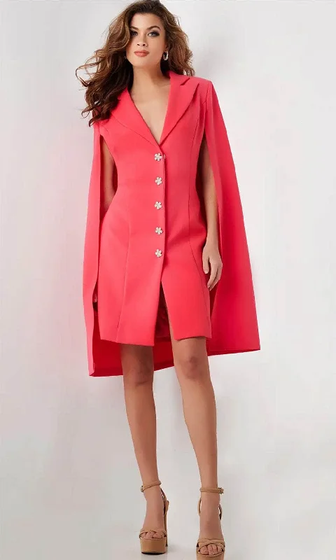 Jovani 26026 - Collared V-Neck Sheath Cocktail Dress Tunics Business professional