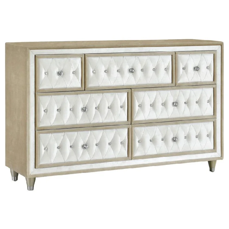 Antonella - 7-Drawer Upholstered Dresser Shift Classic Vintage