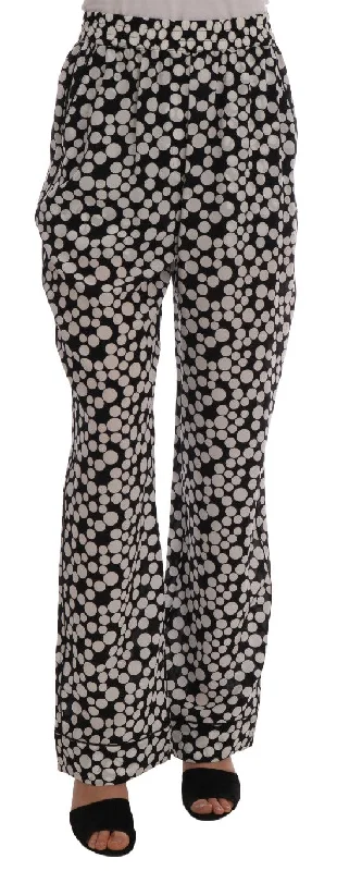 Dolce & Gabbana Elegant Polka Dot Silk High-Waist Women's Pants Stylish Harem Pants