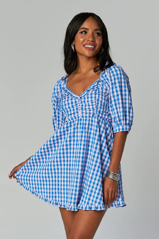 Poppy Puff Sleeve Mini Dress - Nantucket Comfortable Fit-and-Flare Mini Dress