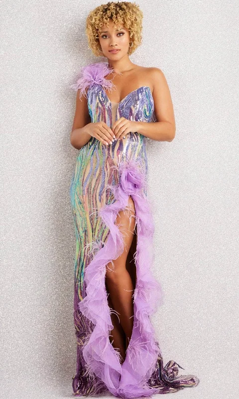 Jovani 38678 - Single Shoulder Sequin Embellished Dress Tunics Sophisticated sleek