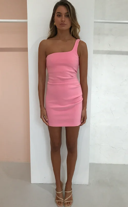Paloma Mini Dress (Flamingo) Classic Solid Mini Dress