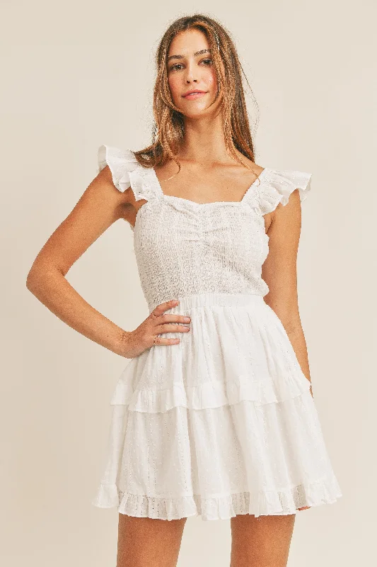 Greece Ruffle Tier Mini Dress Elegant Off-Shoulder Dress Mini
