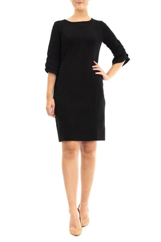 Nina Leonard L1040A - Tiered Sleeve Sheath Dress Tunics Satin smooth