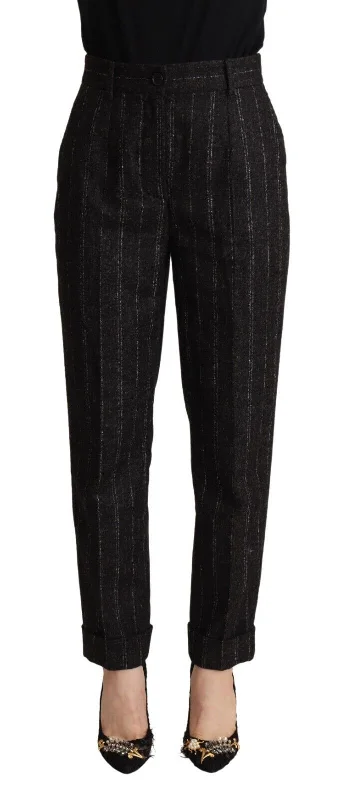 Dolce & Gabbana Elegant High-Waisted Striped Tapered Women's Pants Comfortable Jogging Pants