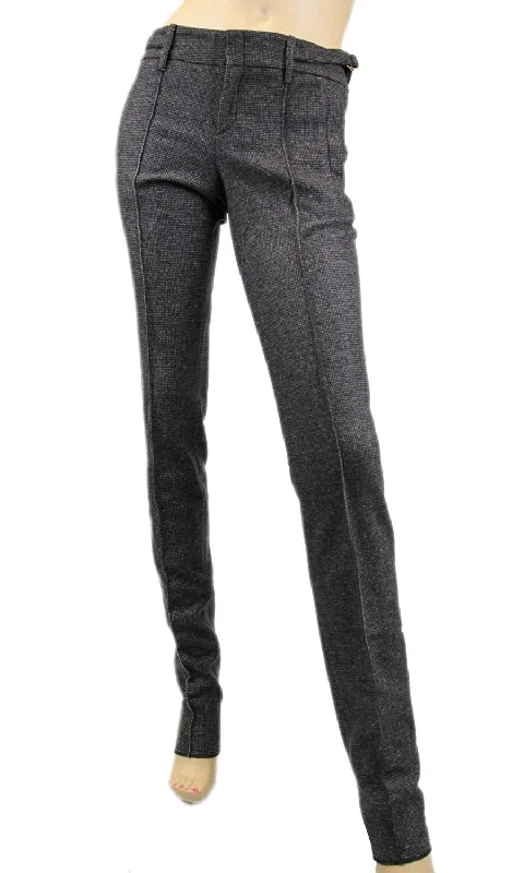 Gucci Women's Brown Wool Elastane with Buckle Belt Strap Dress Pant Classic Pleated Pants