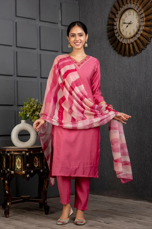 Malishka Women's Viscose Yoke Design Solid Straight Kurta Pant With Dupatta Elegant Palazzo Trousers