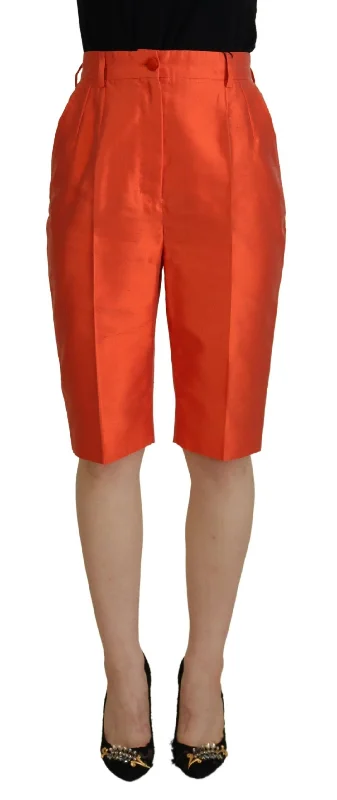 Dolce & Gabbana Elegant Silk High-Waist Cropped Women's Pants Fashionable Jogger Pants