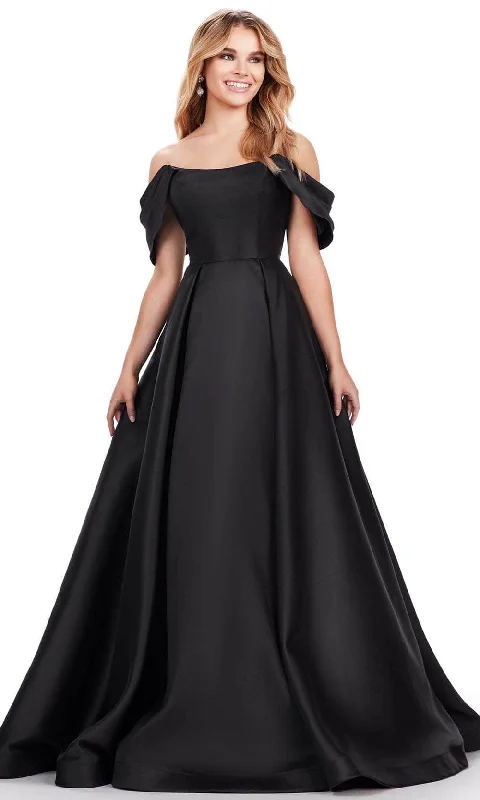 Ashley Lauren 11544 - Draped Mikado Prom Dress Tunics Formal black
