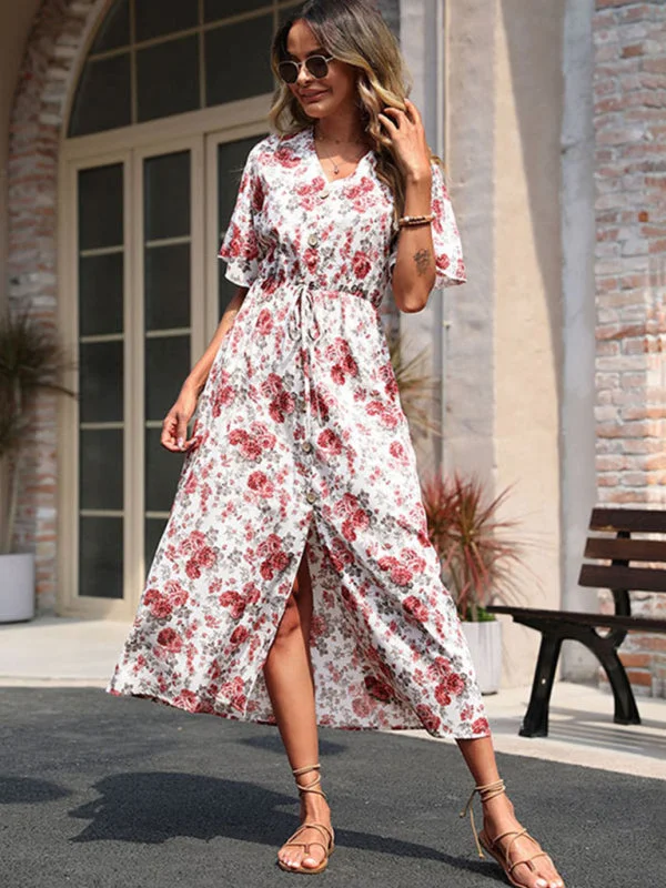 Blue Zone Planet | Summer Short Sleeve Print Dress Tunics Trendy modern