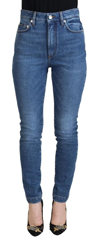 Dolce & Gabbana Chic Blue Denim Pants – Elegance Meets Women's Comfort Elegant High-Waist Pants