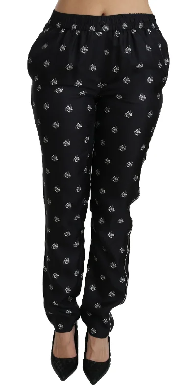 Dolce & Gabbana Elegant Mid Waist Skinny Silk Women's Pants Trendy Palazzo Pants