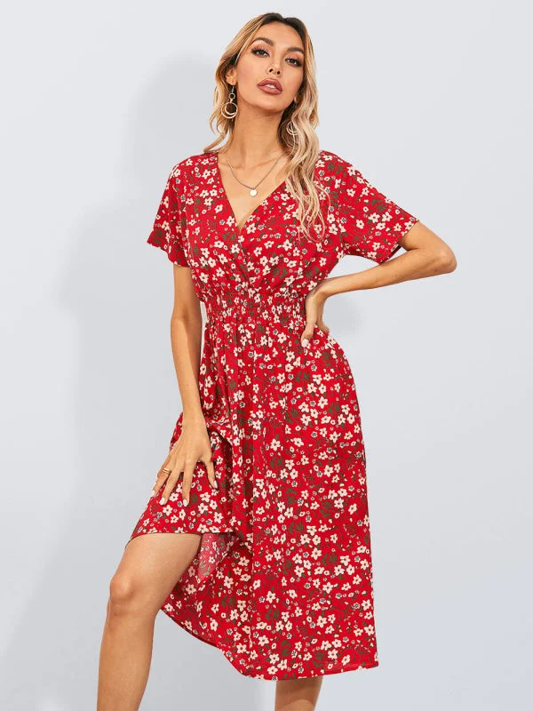 Blue Zone Planet |  Summer Bohemian Print Square Neck Dress Tunics Trendy modern