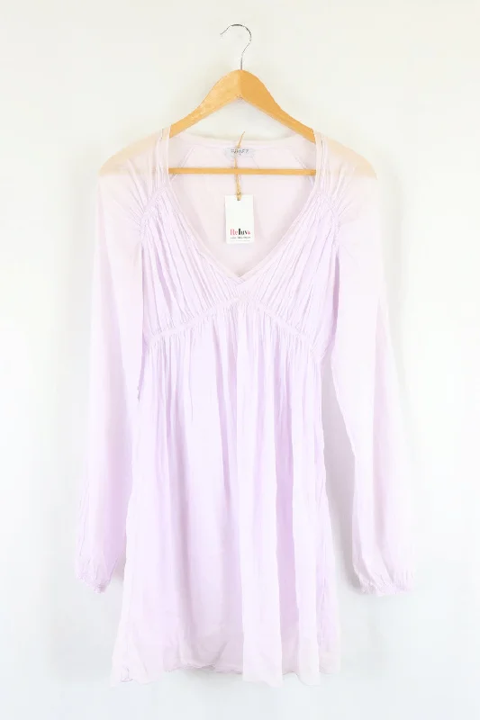 Braez Mauve Mini Dress S Elegant Mini Dress with Pleats