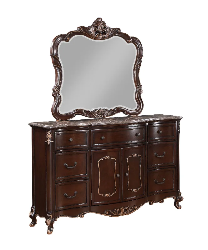 Constantine - Dresser With Marble Top - Cherry Turtleneck Warm Winter