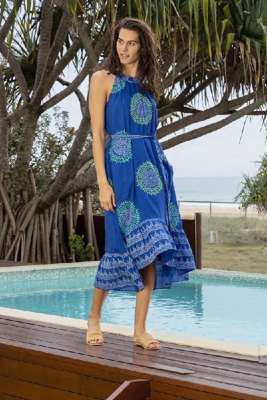 Romi Hi-Lo Halter Dress Ocean Tunics Distressed trendy