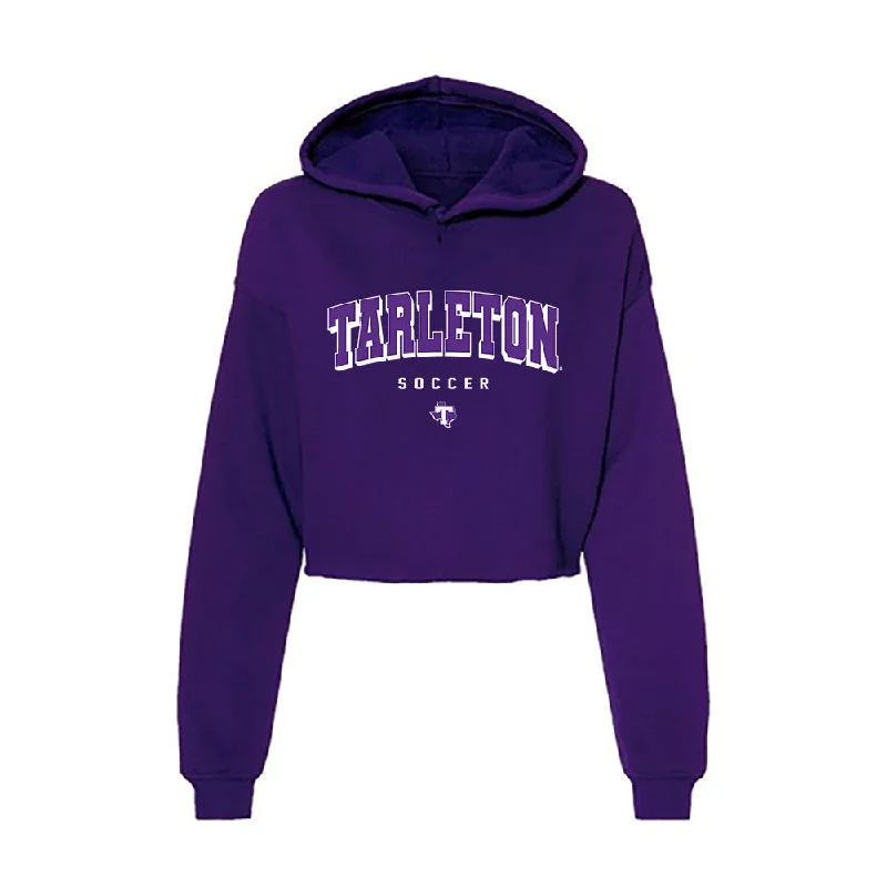 Tarleton State - NCAA Women's Soccer : Mikayla Kendall - Women's Crop Fleece Hoodie Hoodie with Drawstring Waist Adjustable Fitted Tarleton State - NCAA Women's Soccer : Mikayla Kendall - Women's Crop Fleece Hoodie Hoodie with Drawstring Waist Adjustable Fitted