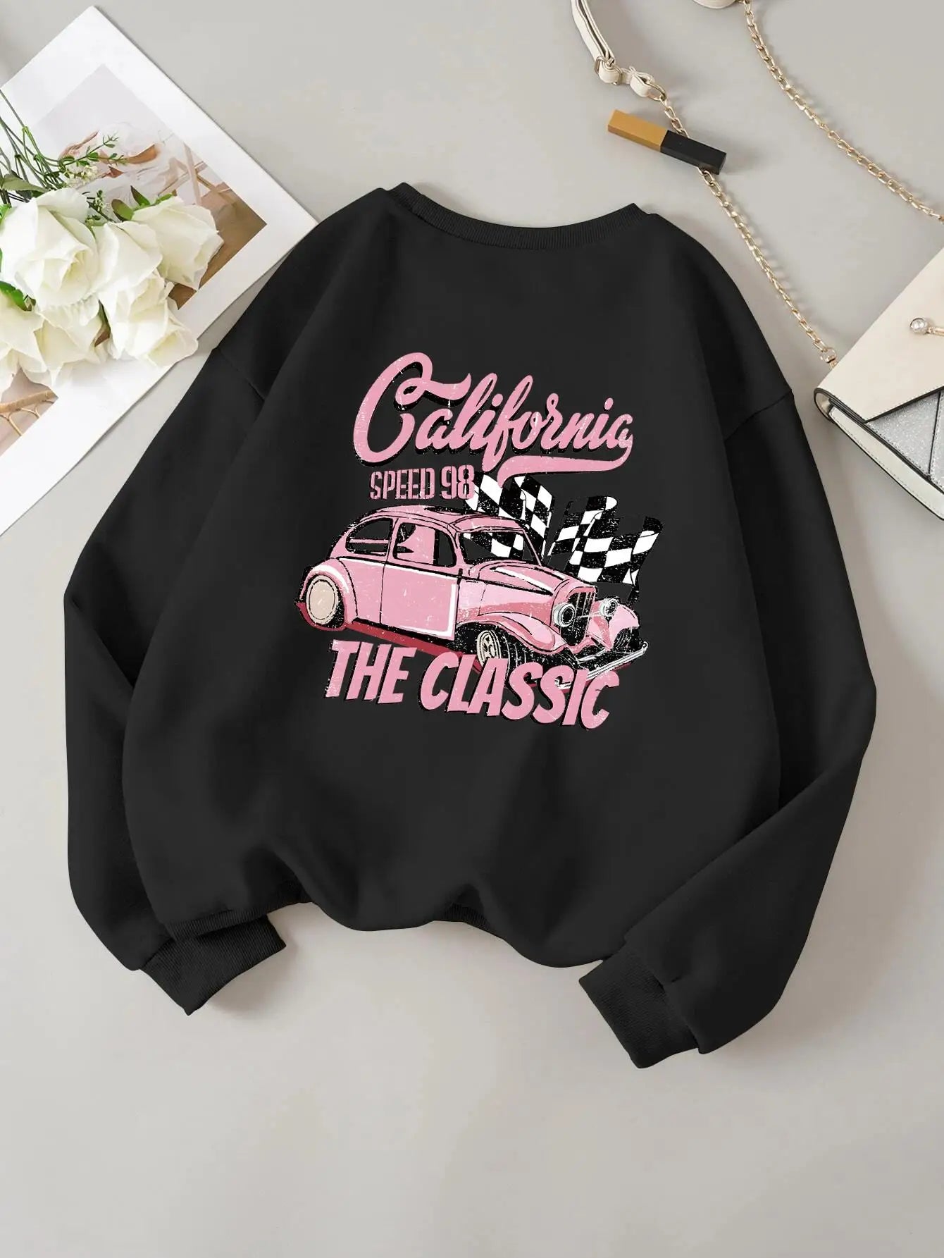 California The Classic Printed Tracksuit Women Basic Fashion All Match Hoodie Graphic Funny Hoodies Harajuku Original Sweatshirt Hoodie with Pocket Utility Practical
