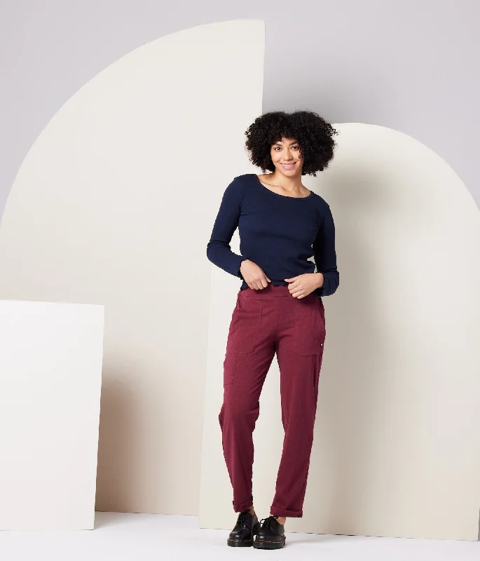 Nolan Pant - Burgundy Comfortable Denim Trousers