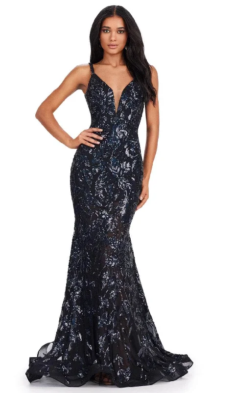 Ashley Lauren 11444 - Sequin Detailed Prom Dress Tunics Wedding white