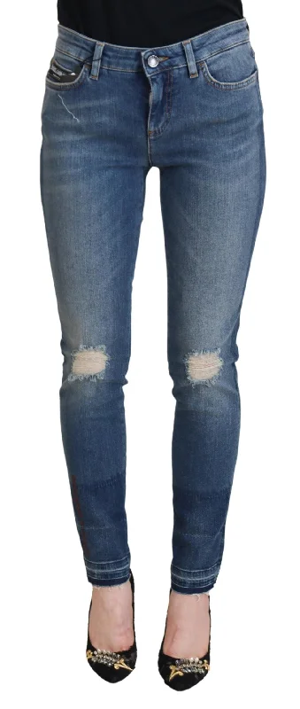 Dolce & Gabbana Elegant Tattered Denim Pants – Chic Women's Casualwear Comfortable Denim Pants