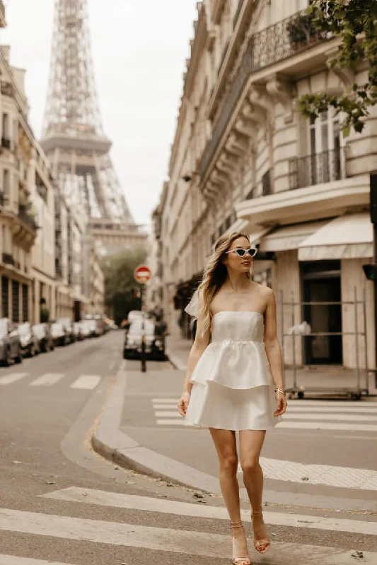 City Lights White Tiered Mini Dress Comfortable Ruffle Mini Dress