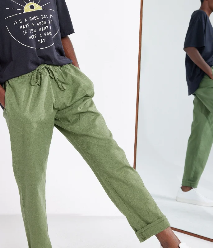 Blaine Linen Pant - Army Lightweight Jogger Pants