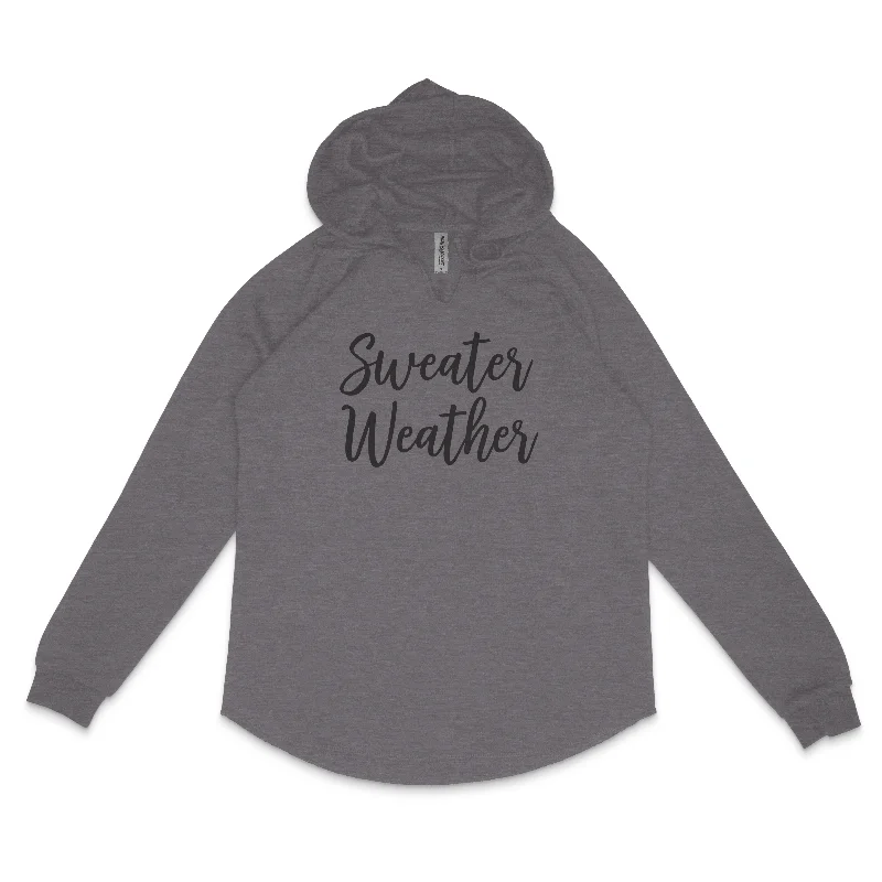 Fall 12 Women’s Lightweight California Wave Wash Hooded Sweatshirt Hoodie with Hem Lace Feminine Delicate