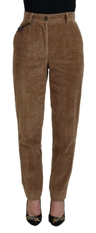 Dolce & Gabbana Elegant Brown Corduroy Pants for Sophisticated Women's Style Elegant Dress Pants
