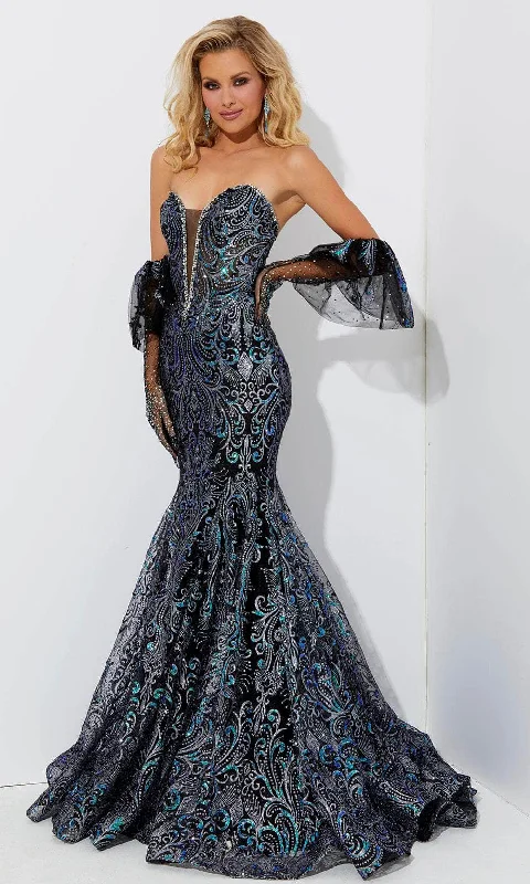 Jasz Couture 7521 - Sequin Motif Sweetheart Prom Dress Boat Neckline Classic