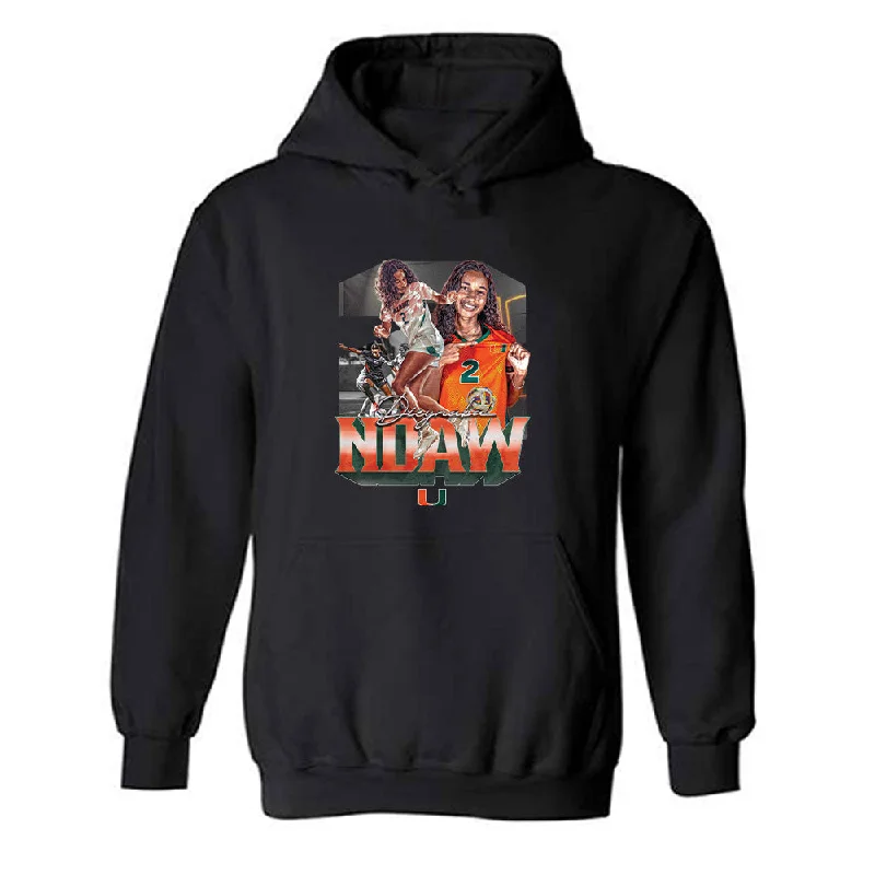 Miami - NCAA Women's Soccer : Dieynaba Ndaw - Hooded Sweatshirt Hoodie with Applique Textured Unique