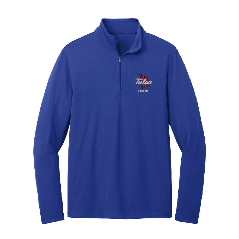 Tulsa - NCAA Women's Cross Country : Matilda Laidlaw - Lightweight Quarter Zip Jacket Denim Fabric Leather Fabric Suede Fabric Tulsa - NCAA Women's Cross Country : Matilda Laidlaw - Lightweight Quarter Zip Jacket Denim Fabric Leather Fabric Suede Fabric