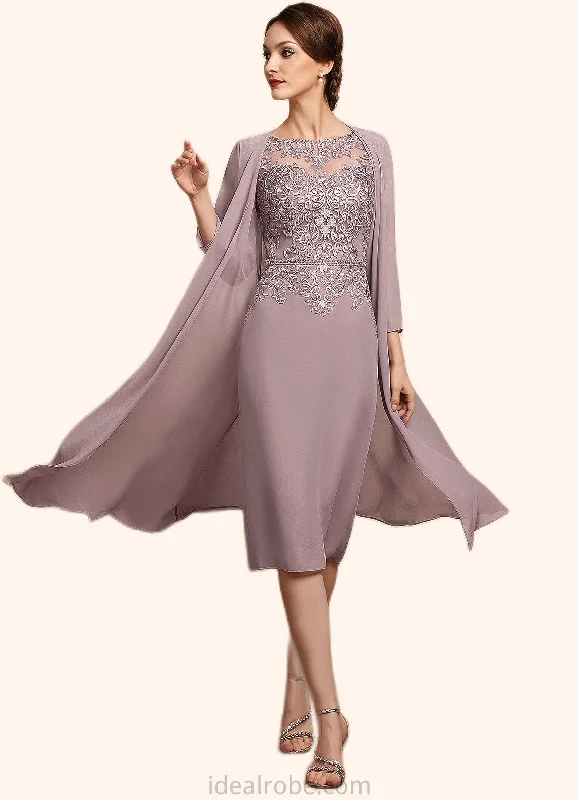 Ayana Sheath/Column Scoop Neck Knee-Length Chiffon Lace Mother of the Bride Dress With Beading Sequins STK126P0014666 Ayana Sheath/Column Scoop Neck Knee-Length Chiffon Lace Mother of the Bride Dress With Beading Sequins STK126P0014666