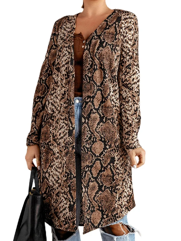 Neutral-toned Snakeskin Cardigan Knit Fabric Woven Fabric Fleece Fabric