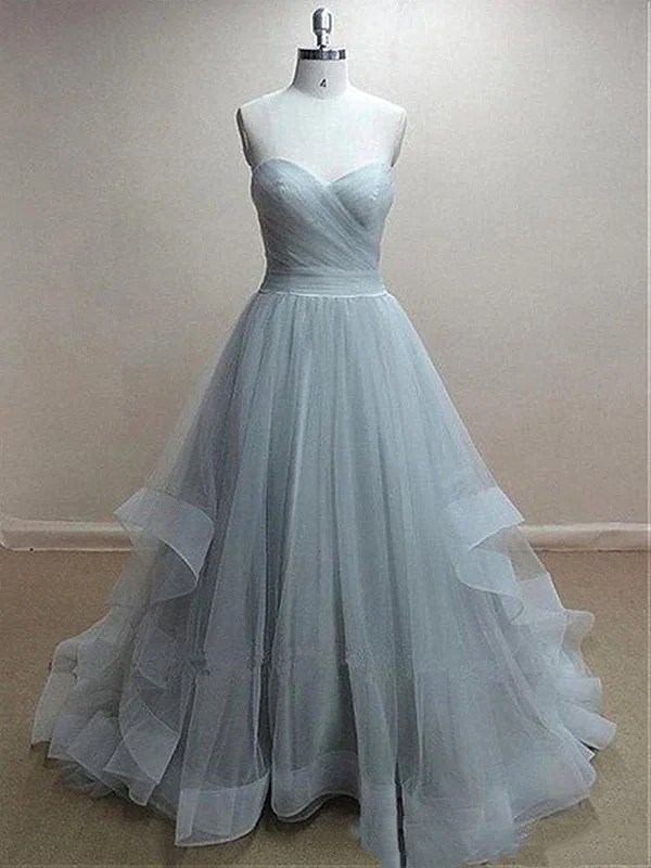 Custom Made Sweetheart Neck Floor Length Light Grey Prom Dress, Prom Gown, Formal Dress Custom Made Sweetheart Neck Floor Length Light Grey Prom Dress, Prom Gown, Formal Dress