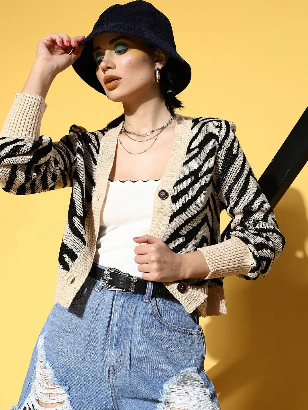 Women Beige Animal Print Front Open Wool Cardigan Wool Fabric Cashmere Fabric Tweed Fabric Women Beige Animal Print Front Open Wool Cardigan Wool Fabric Cashmere Fabric Tweed Fabric