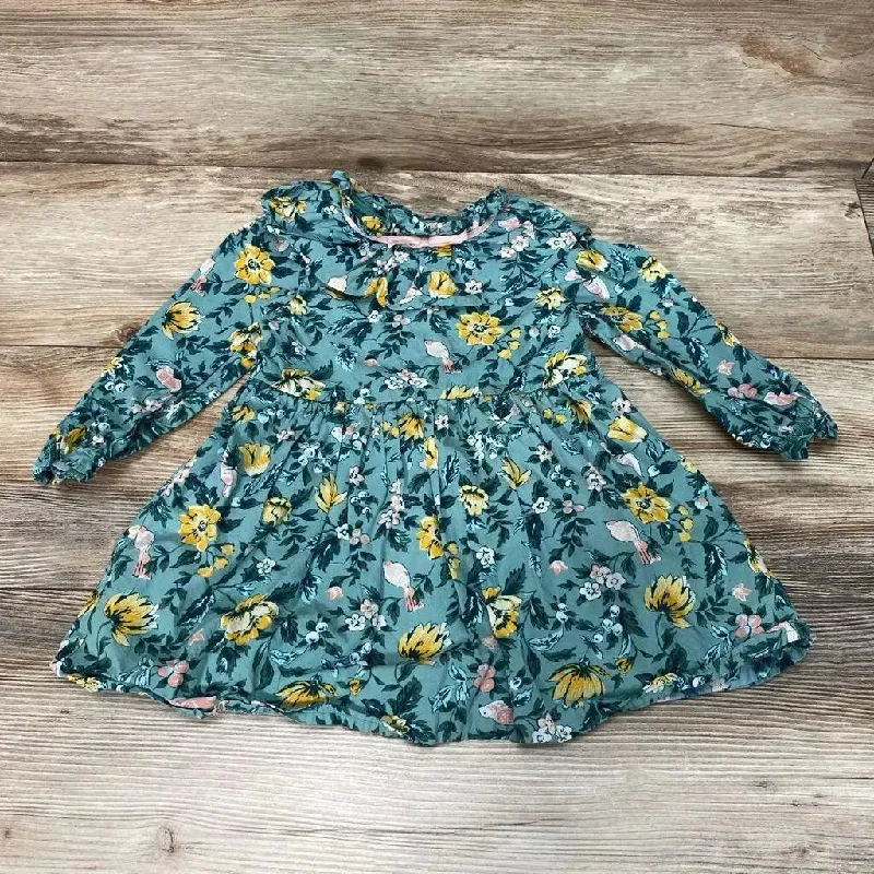 Janie & Jack Floral Ruffle Bow Collar Dress sz 18-24m