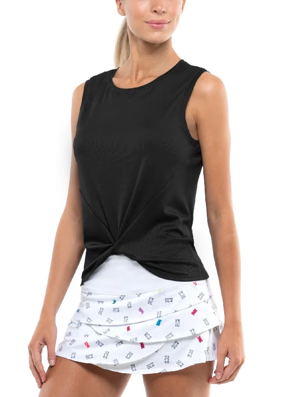 Ladies Lucky In Love Twist Front Tank striped tank top