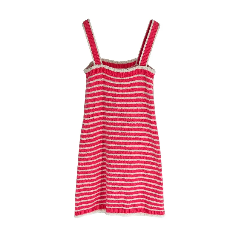 Chanel pink stripe knit dress