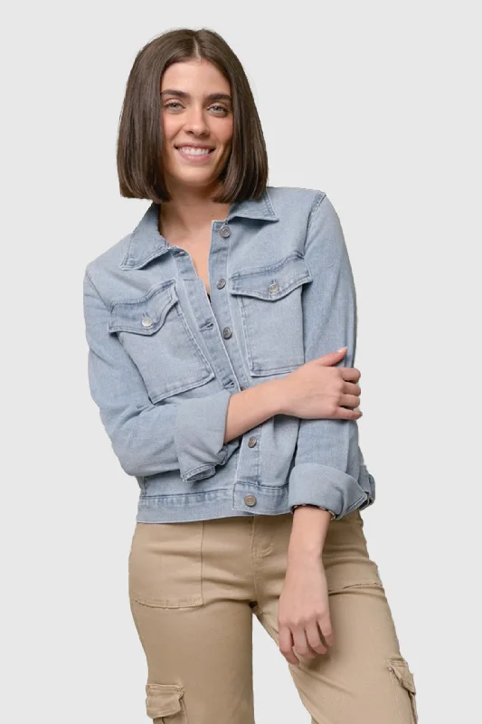 Stretch Denim Jacket w/ Patch Pockets Print Jacket Jacquard Jacket Embroidered Jacket Stretch Denim Jacket w/ Patch Pockets Print Jacket Jacquard Jacket Embroidered Jacket