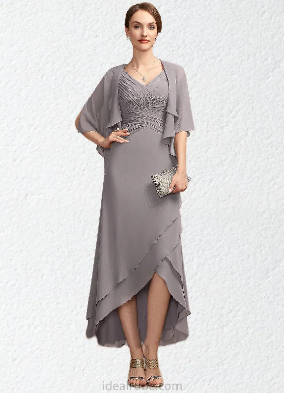 Angie A-Line V-neck Asymmetrical Chiffon Mother of the Bride Dress With Ruffle STK126P0014682 Angie A-Line V-neck Asymmetrical Chiffon Mother of the Bride Dress With Ruffle STK126P0014682